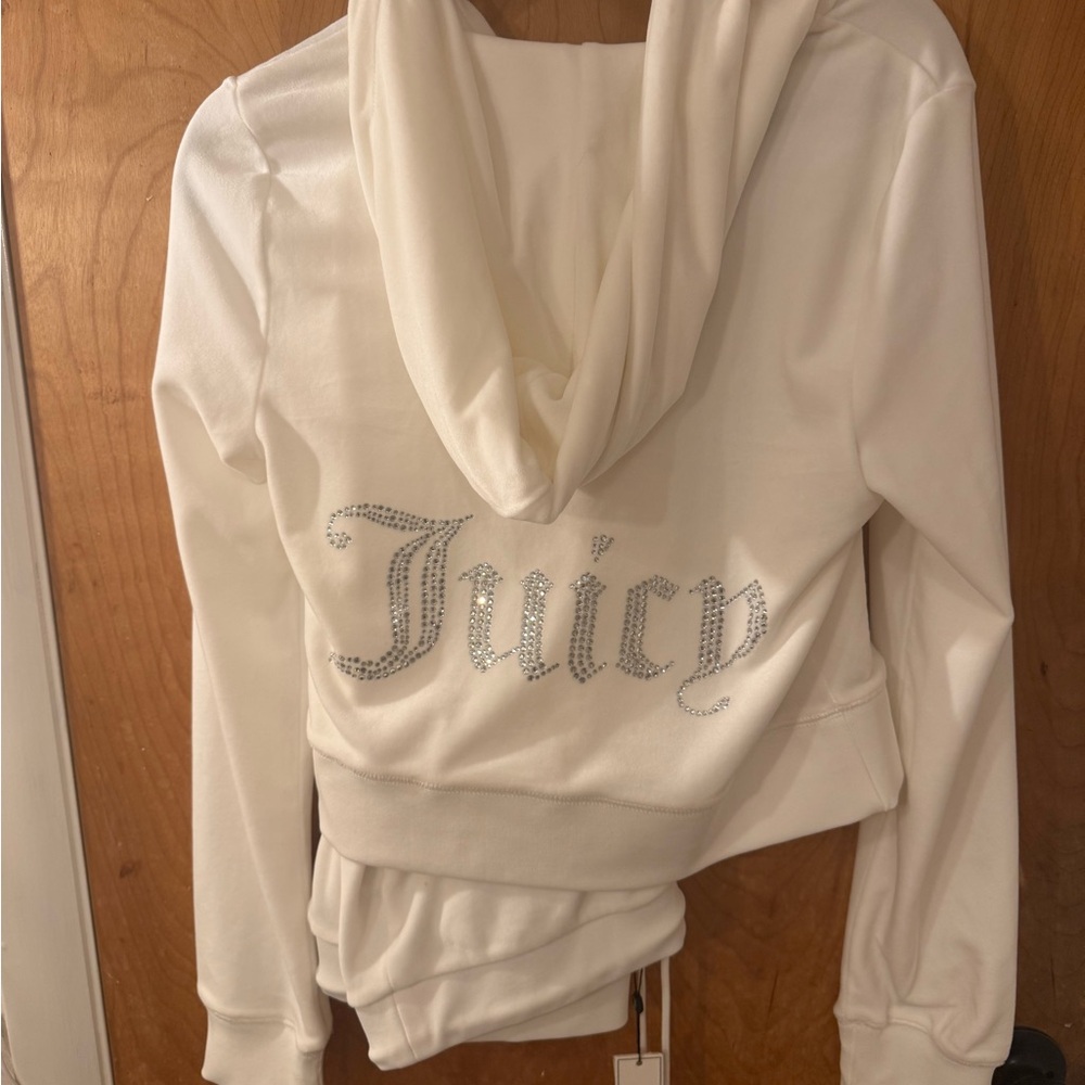 Juicy Couture White track set with Rhinestone Logo